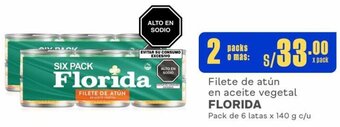Makro Filete de atún en aceite vegetal FLORIDA 2Packs de 6 latas x 140 g c/u oferta