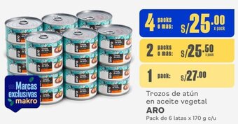Makro Trozos de atún en aceite vegetal ARO 4Packs de 6 latas x 170 g c/u oferta