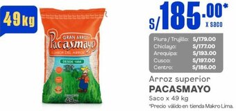 Makro Arroz superior PACASMAYO Saco x 49 kg oferta