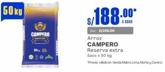 Makro Arroz CAMPERO Reserva extra Saco x 50 kg oferta