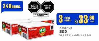 Makro Ketchup B&D 3Cajas de 240 unds. x 8 g c/u oferta