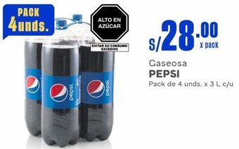 Makro Gaseosa PEPSI Pack de 4 unds. x 3 L c/u oferta