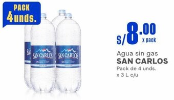 Makro Agua sin gas SAN CARLOS Pack de 4 unds. x 3 L c/u oferta