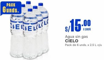 Makro Agua sin gas CIELO Pack de 6 unds. x 2.5 L c/u oferta