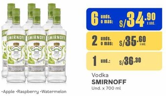 Makro Vodka SMIRNOFF 6Unds. x 700 ml oferta