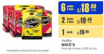 Makro Vodka MIKE'S 6Packs de 4 latas x 355 ml c/u oferta