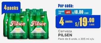 Makro Cerveza PILSEN 4Packs de 6 unds. x 305 ml c/u oferta
