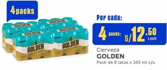 Makro Cerveza GOLDEN 4Packs de 6 latas x 355 ml c/u oferta