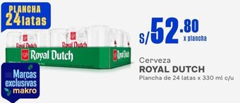 Makro Cerveza ROYAL DUTCH Plancha de 24 latas x 330 ml c/u oferta