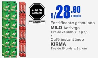 Makro Fortificante granulado MILO Activ-go Tira de 24 unds. x 17 g c/u oferta