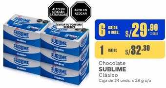 Makro Chocolate SUBLIME Clásico 6Cajas de 24 unds. x 28 g c/u oferta