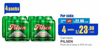 Makro Cerveza PILSEN 4Packs de 6 latas x 473 ml c/u oferta