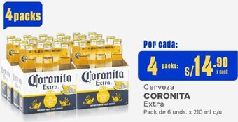 Makro Cerveza CORONITA Extra 4Packs de 6 unds. x 210 ml c/u oferta