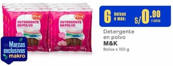 Makro Detergente en polvo M&K 6Bolsas x 150 g oferta