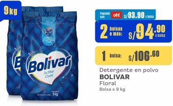 Makro Detergente en polvo BOLIVAR Floral 2Bolsas x 9 kg oferta