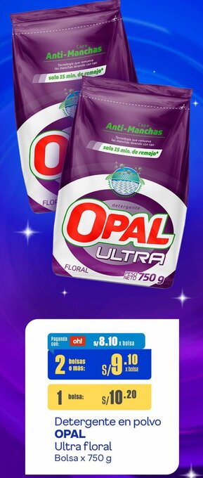 Makro Detergente en polvo OPAL Ultra floral 2Bolsas x 750 g oferta