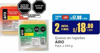 Makro Queso en tajadas ARO 2Pqtes. x 440 g oferta
