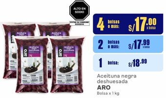Makro Aceituna negra deshuesada ARO 4Bolsas x 1 kg oferta