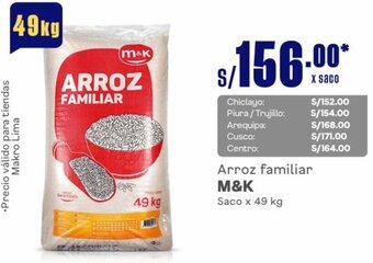 Makro Arroz familiar M&K Saco x 49 kg oferta