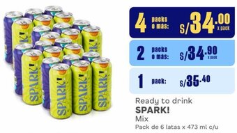 Makro Ready to drink SPARK! Mix 4Packs de 6 latas x 473 ml c/u oferta