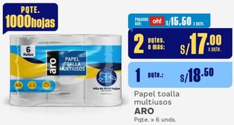 Makro Papel toalla multiusos ARO 2Pqtes. x 6 unds. oferta