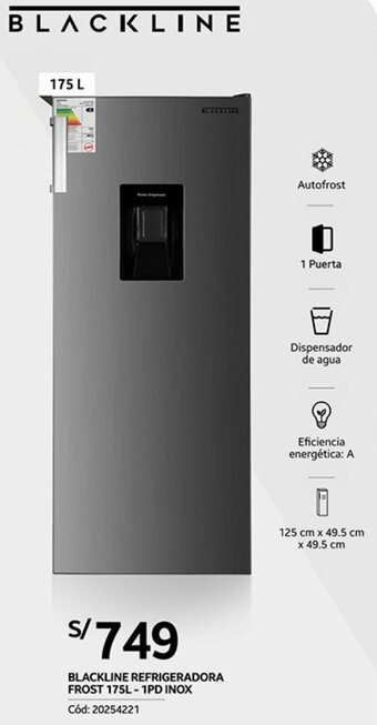 Plaza Vea BLACKLINE REFRIGERADORA FROST 175L-1PD INOX oferta