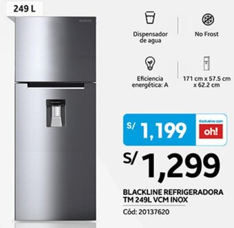 Plaza Vea BLACKLINE REFRIGERADORA TM 249L VCM INOX oferta