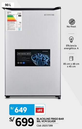 Plaza Vea BLACKLINE FRIGO BAR 90L VCM SILVER oferta