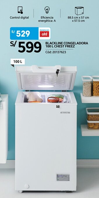 Plaza Vea BLACKLINE CONGELADORA 100 L CHEST FREEZ oferta