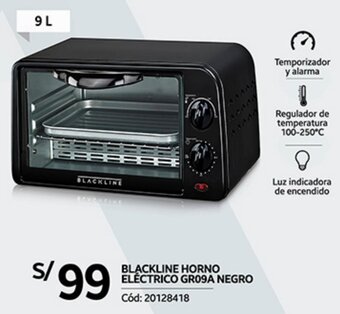 Plaza Vea BLACKLINE HORNO ELÉCTRICO GR09A NEGRO oferta