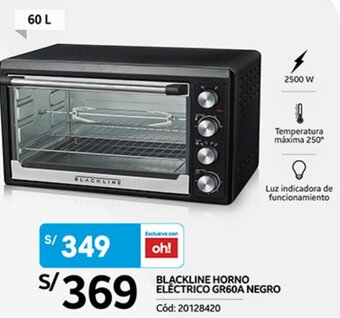 Plaza Vea BLACKLINE HORNO ELÉCTRICO GR60A NEGRO oferta
