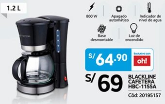 Plaza Vea BLACKLINE CAFETERA HBC-1155A oferta