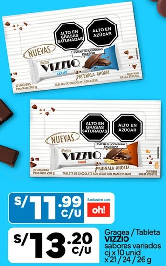 Plaza Vea Gragea / Tableta VIZZIO sabores variados cj x 10 unid x21/24/26 g oferta