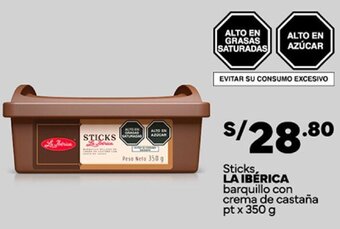 Plaza Vea Sticks, LA IBÉRICA barquillo con crema de castaña pt x 350 g oferta