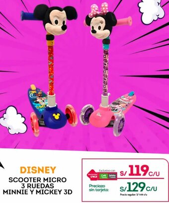 Tottus DISNEY SCOOTER MICRO 3 RUEDAS MINNIE Y MICKEY 3D oferta