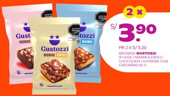 Tambo BROWNIE GUSTOZZI (FUDGE / MARMOLEADO/ CHOCOLATE/EXTREME CON CASTAÑAS) 40 G oferta