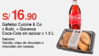 Metro Galletas Cuisine & Co x 8uds. + Gaseosa Coca-Cola sin azúcar x 1.5 L oferta