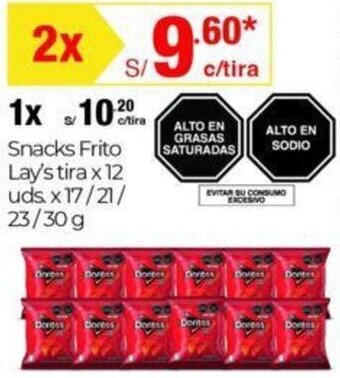Metro Snacks Frito Lay's tira x 12 uds x 17/21/23/30g oferta