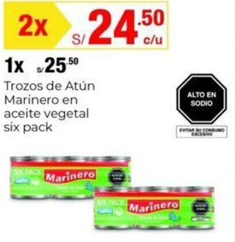 Metro Trozos de Atún Marinero en aceite vegetal six pack oferta
