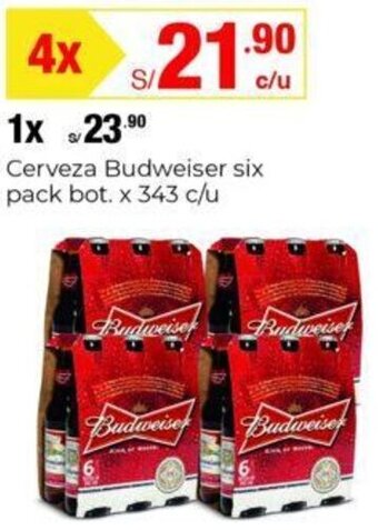 Metro Cerveza Budweiser six pack bot. x 343 c/u oferta