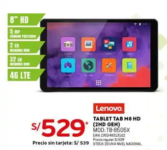 Tottus Lenovo Tablet TAB M8 HD (2nd Gen) oferta