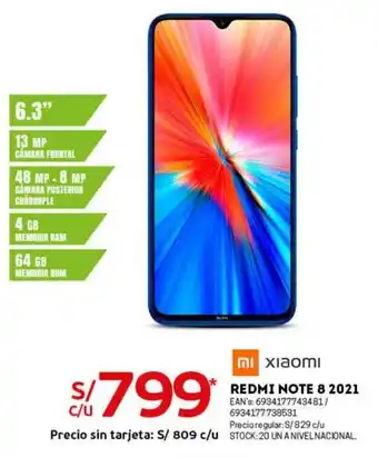 Tottus Xiaomi Redmi Note 8 2021 oferta