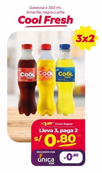 Vega Gaseosa x 350 ml. Amarilla, negra o piña Cool Fresh oferta