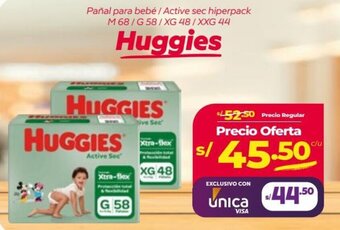 Vega Pañal para bebé / Active sec hiperpack M 68/G 58/XG 48/XXG 44 Huggies oferta
