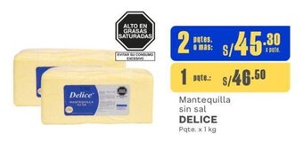 Makro Mantequilla sin sal DELICE Pqte. x 1 kg oferta
