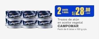 Makro Trozos de atún en aceite vegetal CAMPOMAR Pack de 6 latas x 150 g x 2 packs oferta