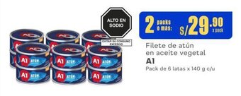 Makro Filete de atún en aceite vegetal A1 Pack de 6 latas x 140 g x 2 packs oferta