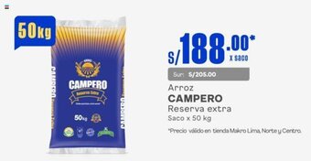 Makro Arroz CAMPERO Reserva extra Saco x 50 kg oferta