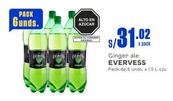 Makro Ginger ale EVERVESS Pack de 6 unds. x 1.5 L c/u oferta