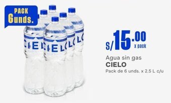 Makro Agua sin gas CIELO Pack de 6 unds. x 2.5 L c/u oferta